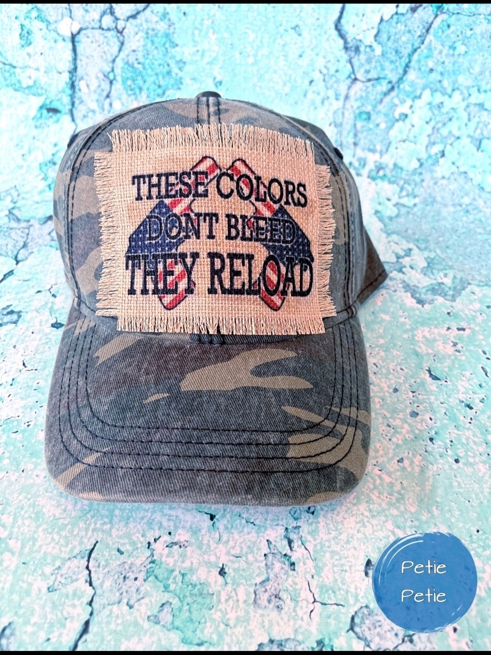 Camouflage Baseball Cap with Embroidered Patch - Green Camo